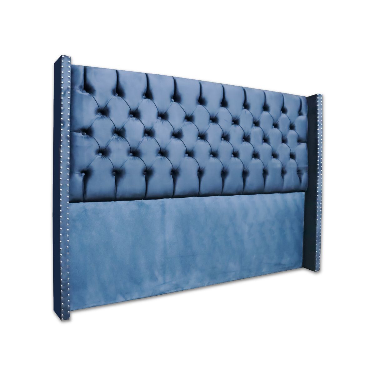 MUEBLES MACRUMO - Cama tapizada Cora King 2 tarimas - Color Azul