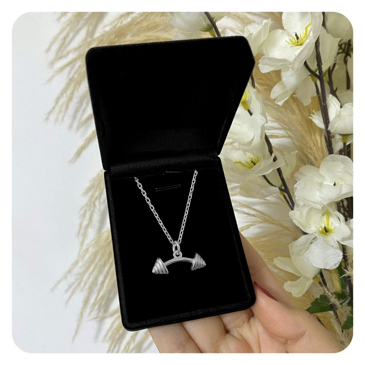 GENERICO - Collar Hombre Pesa Mancuerna Gym Deporte Regalo Plata 925