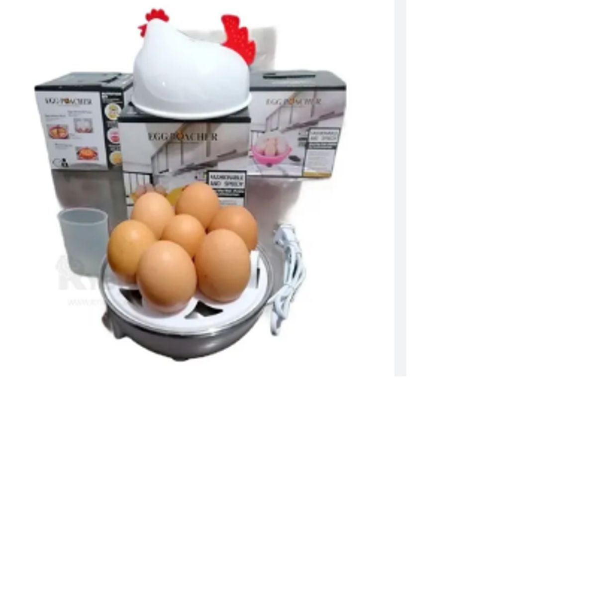 GENERICO - Hervidor eléctrico de huevos forma de gallina color blanco