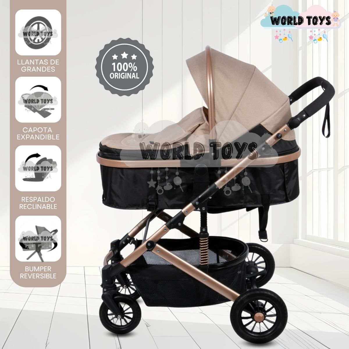 BABY - Coche Moisés «MILLION COMFORT» Edición Limitada Beige