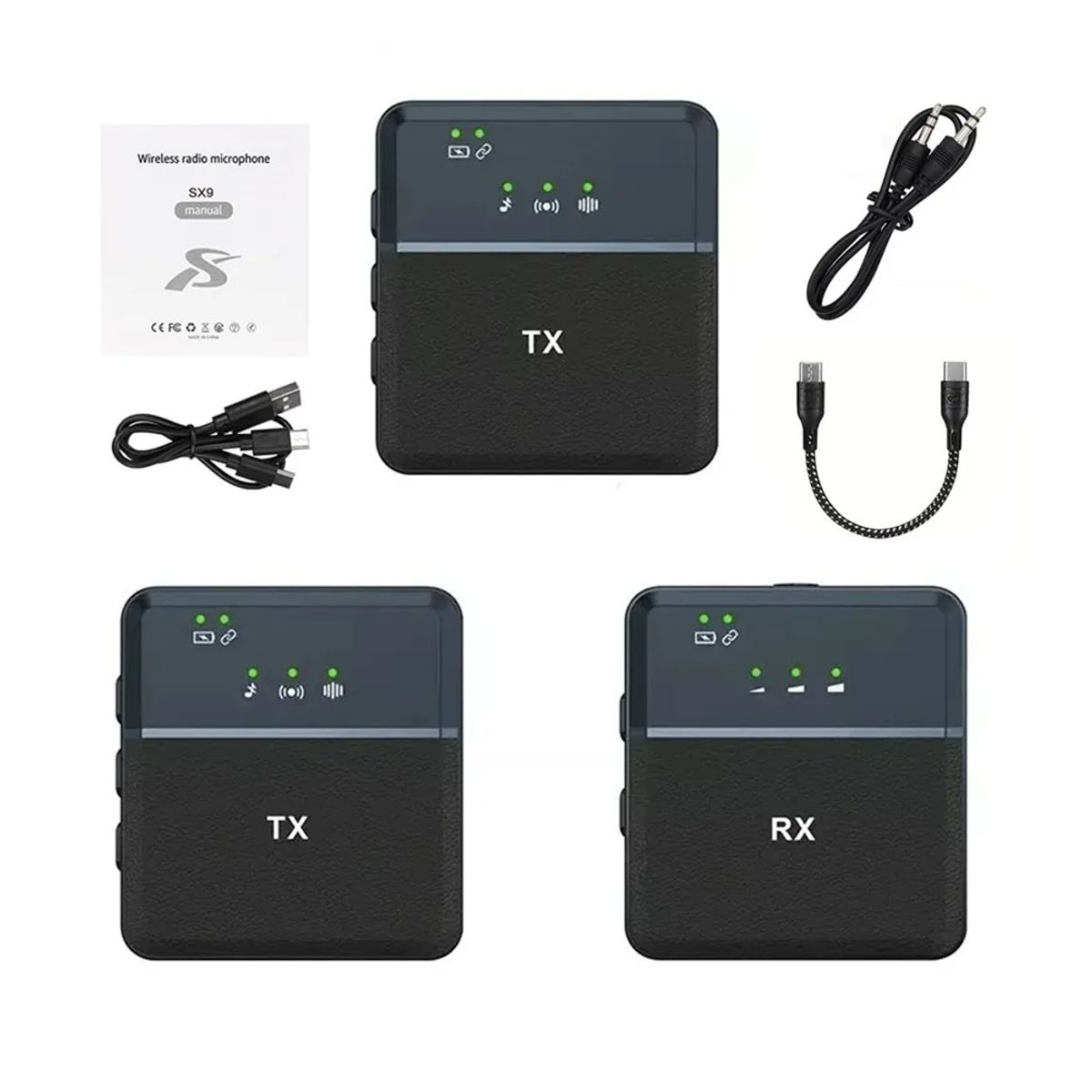 GENERICO - MICRÓFONO INALÁMBRICO SOLAPA TIPO C SX9 DOBLE AUDIO PARA SM