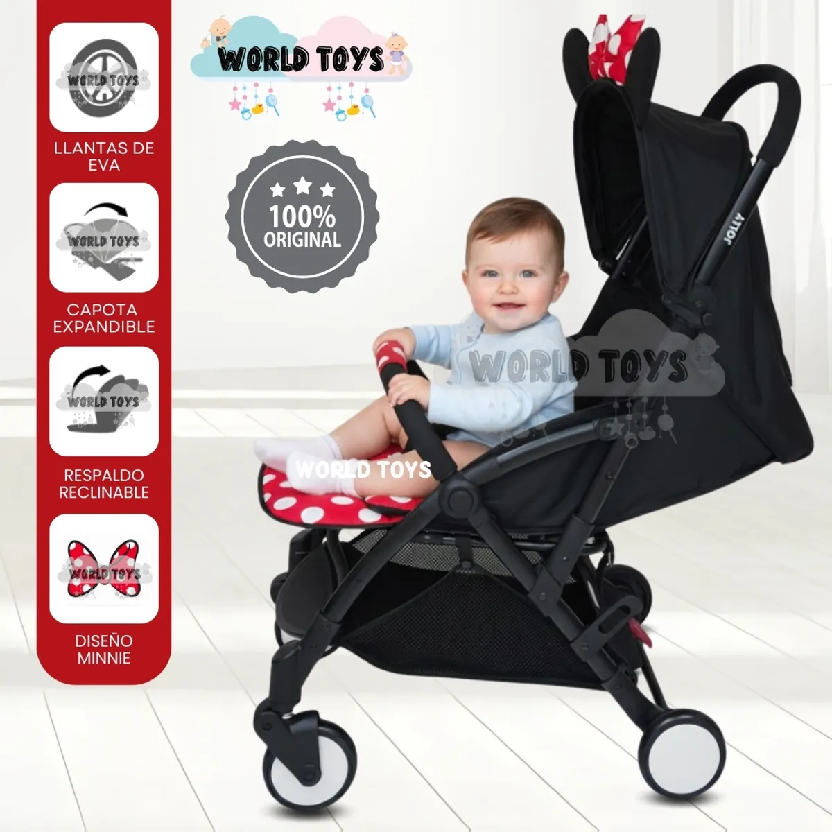 BABY - Coche Cuna de Lujo «MINNIE-E» Edición Limitada Red