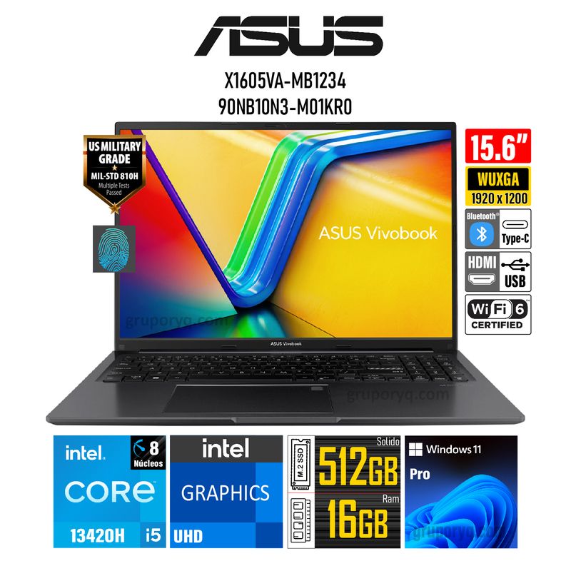 ASUS - Laptop ASUS VivoBook X1605VA-MB1234 Intel Core i5-13420H RAM 16GB SSD 512GB Pantalla 156 WUXGA