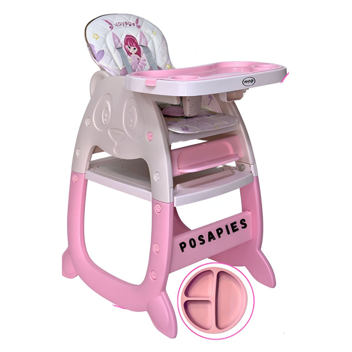 VOYAGE - Silla de Comer Carpeta Panda Musical 3 en 1 Rosado