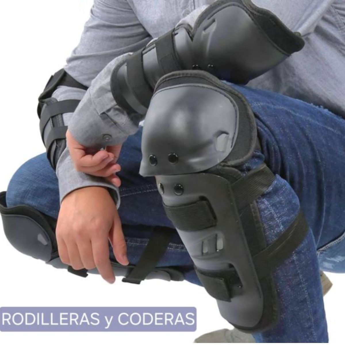 START FG - Kit de coderas y rodilleras para motociclista