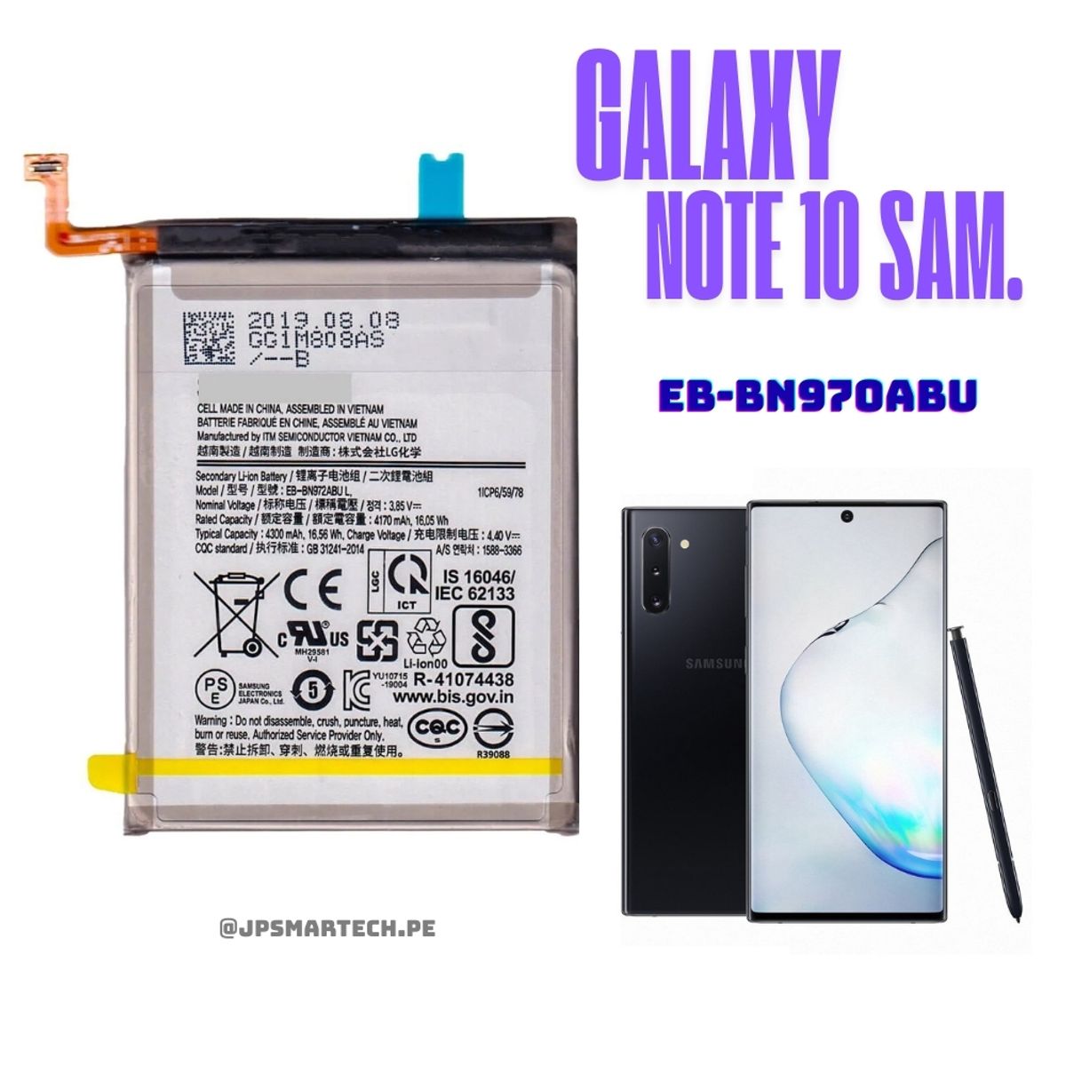 OEM - BATERIA SAMSUNG NOTE 10 TORIGINAL-SM NUEVO