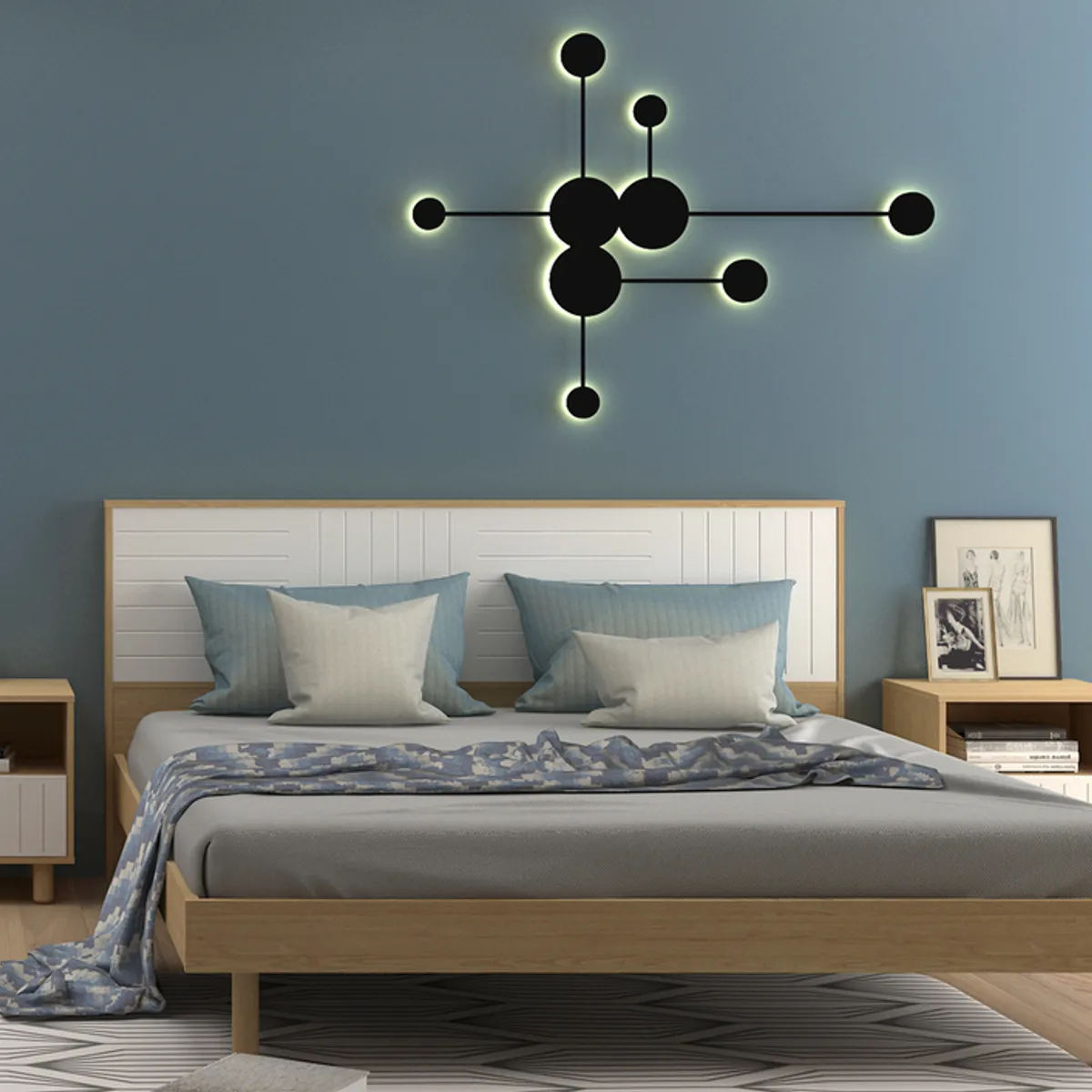 TUGO - Cama Eva 2 Plazas MDF Roble/Blanco