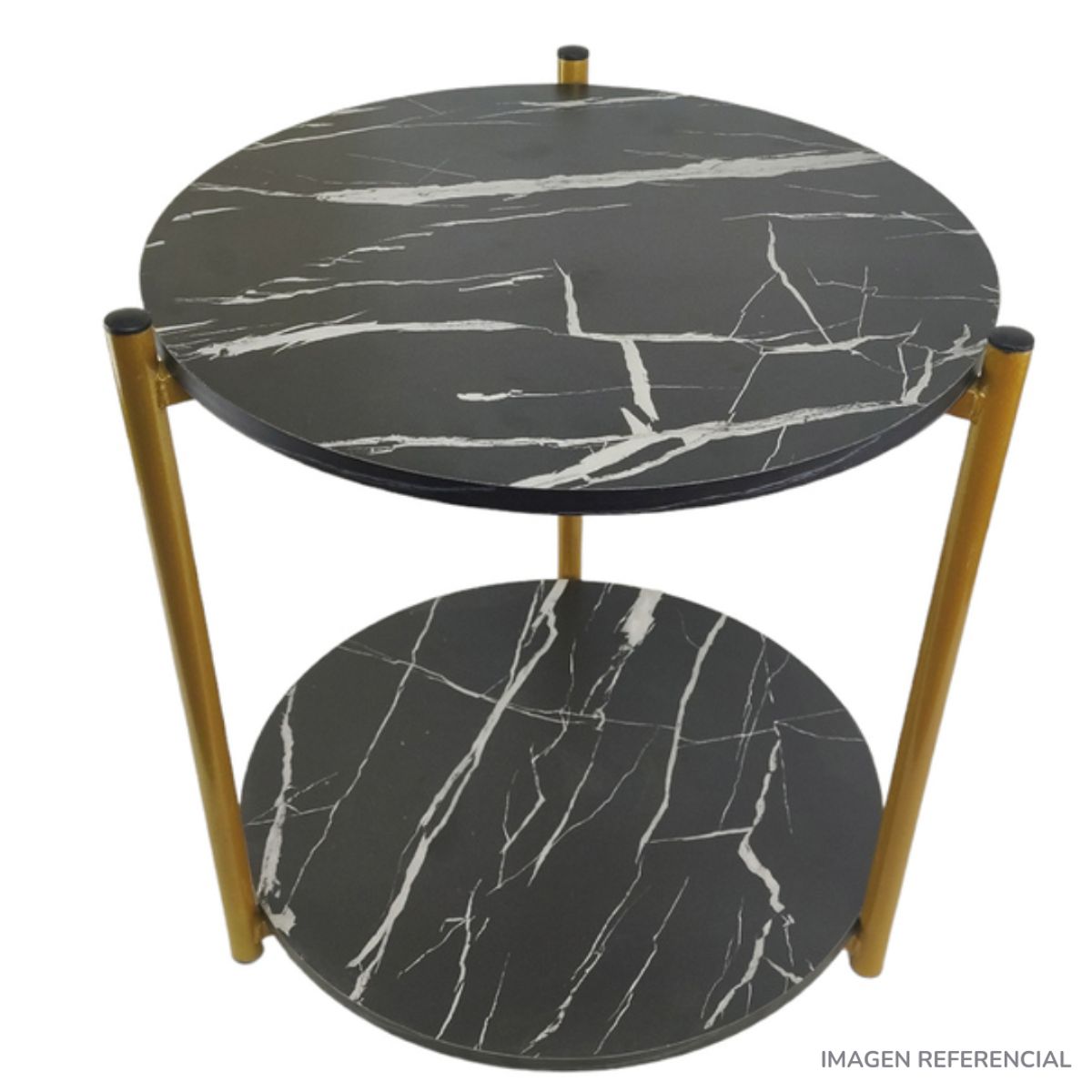 INSPIRA MARKET - Mesa Auxiliar de Centro Marmoleado 2 Niveles