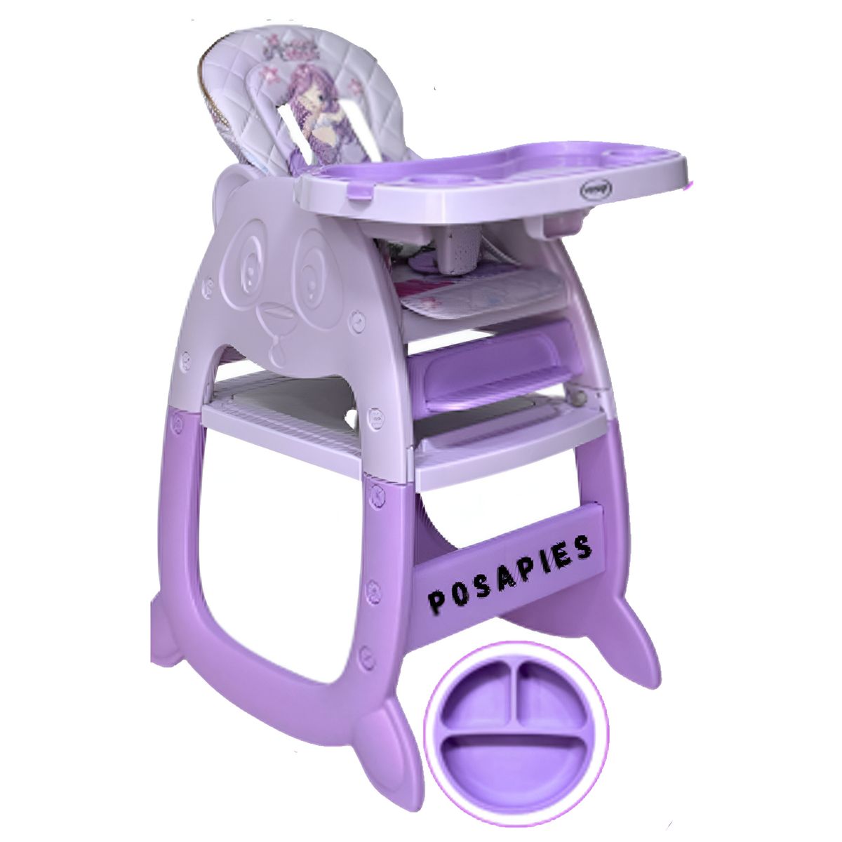 VOYAGE - Silla de Comer Carpeta Panda Musical 3 en 1 Lila