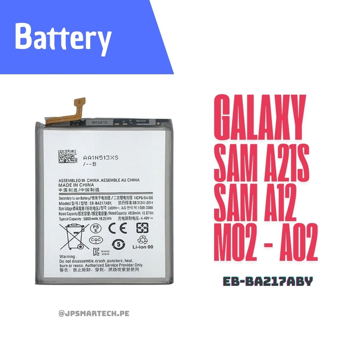 OEM - BATERIA SAMSUNG A21S - A12 - A02 TORIGINAL-SM NUEVO