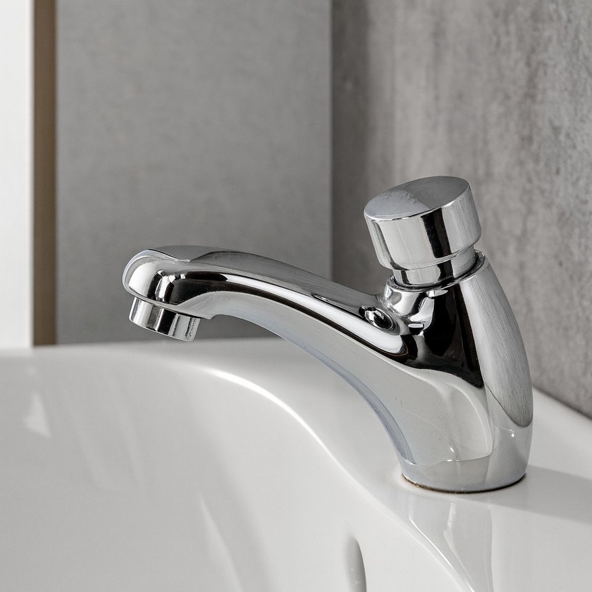 APACHE - Grifo Llave Temporizador Push Lavabo Acero Cromado Pesado Moderno