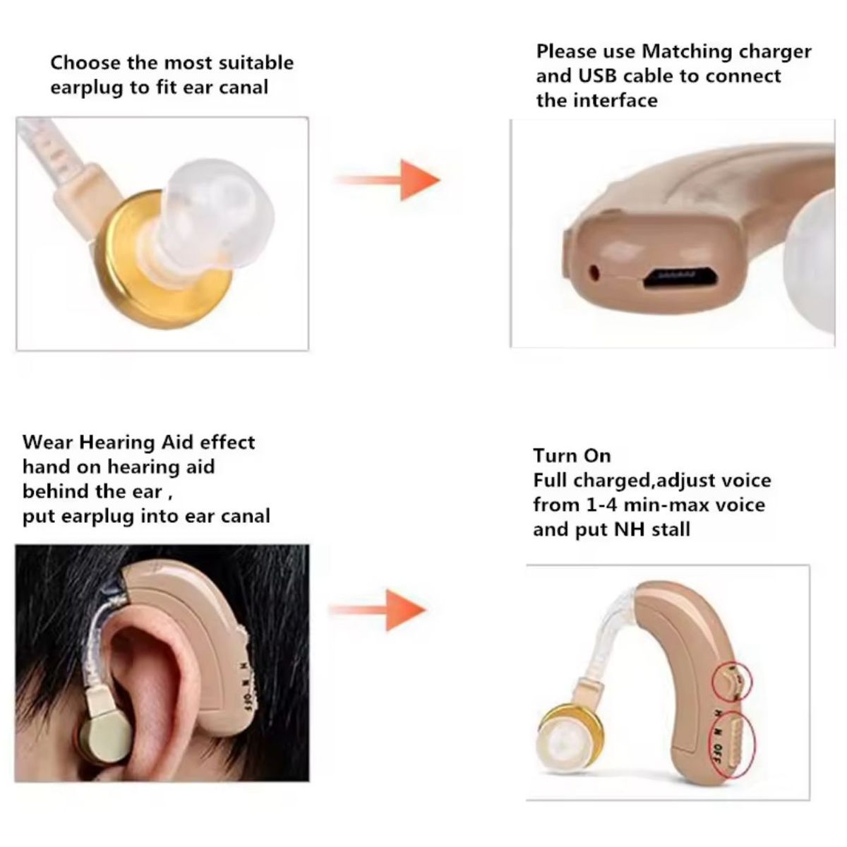 GENERICO - AUDIFONO C109 AURICULAR SORDERA SORDO RECARGABLE AMPLIFICADOR