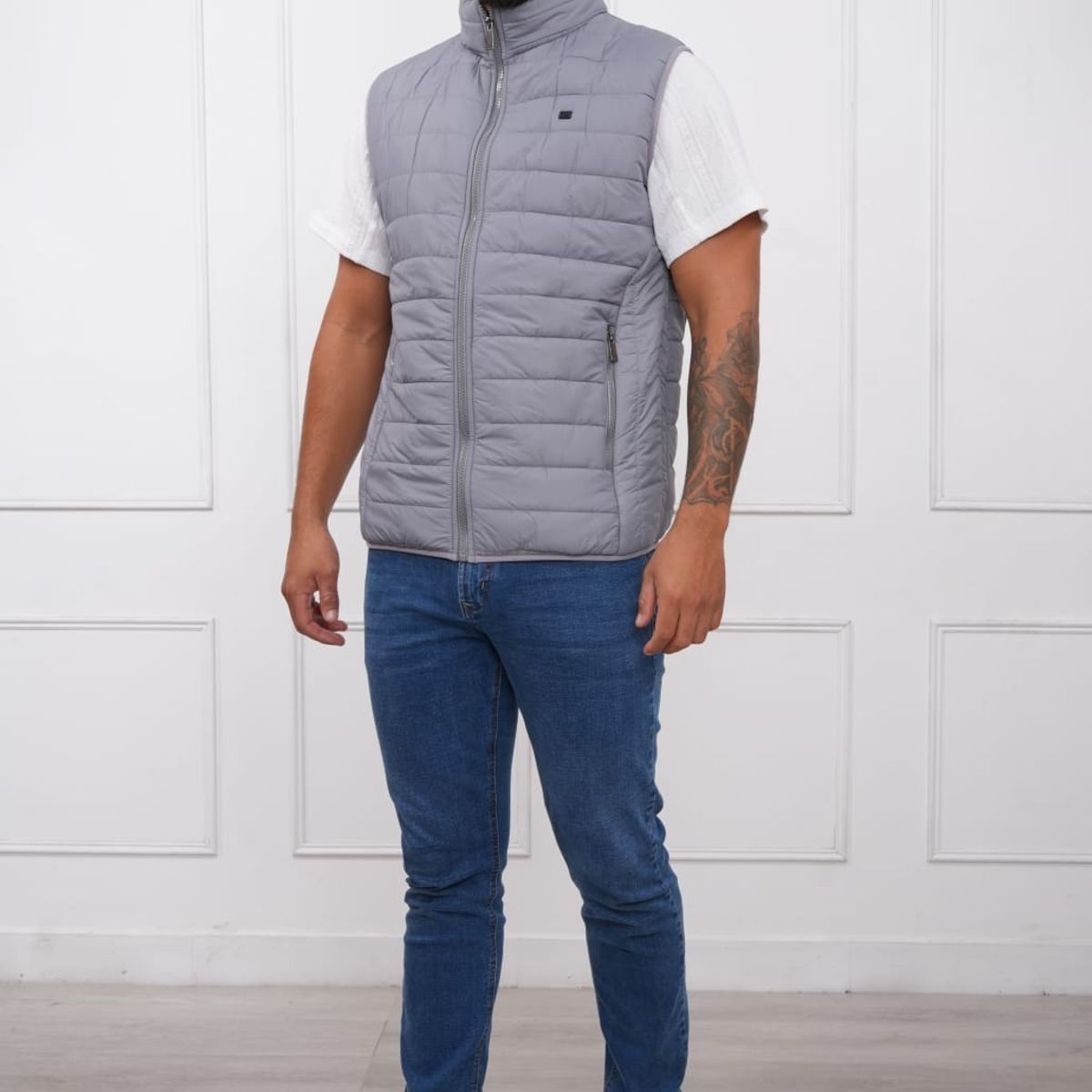 MASSERANO - CHALECO ACOLCHADO PARA HOMBRE - GRIS CLARO