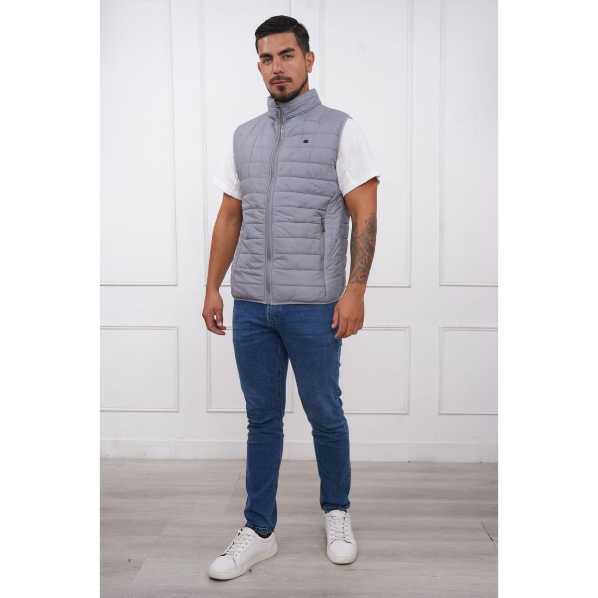 MASSERANO - CHALECO ACOLCHADO PARA HOMBRE - GRIS CLARO