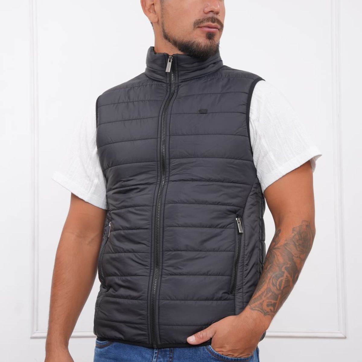 MASSERANO - CHALECO ACOLCHADO PARA HOMBRE - NEGRO