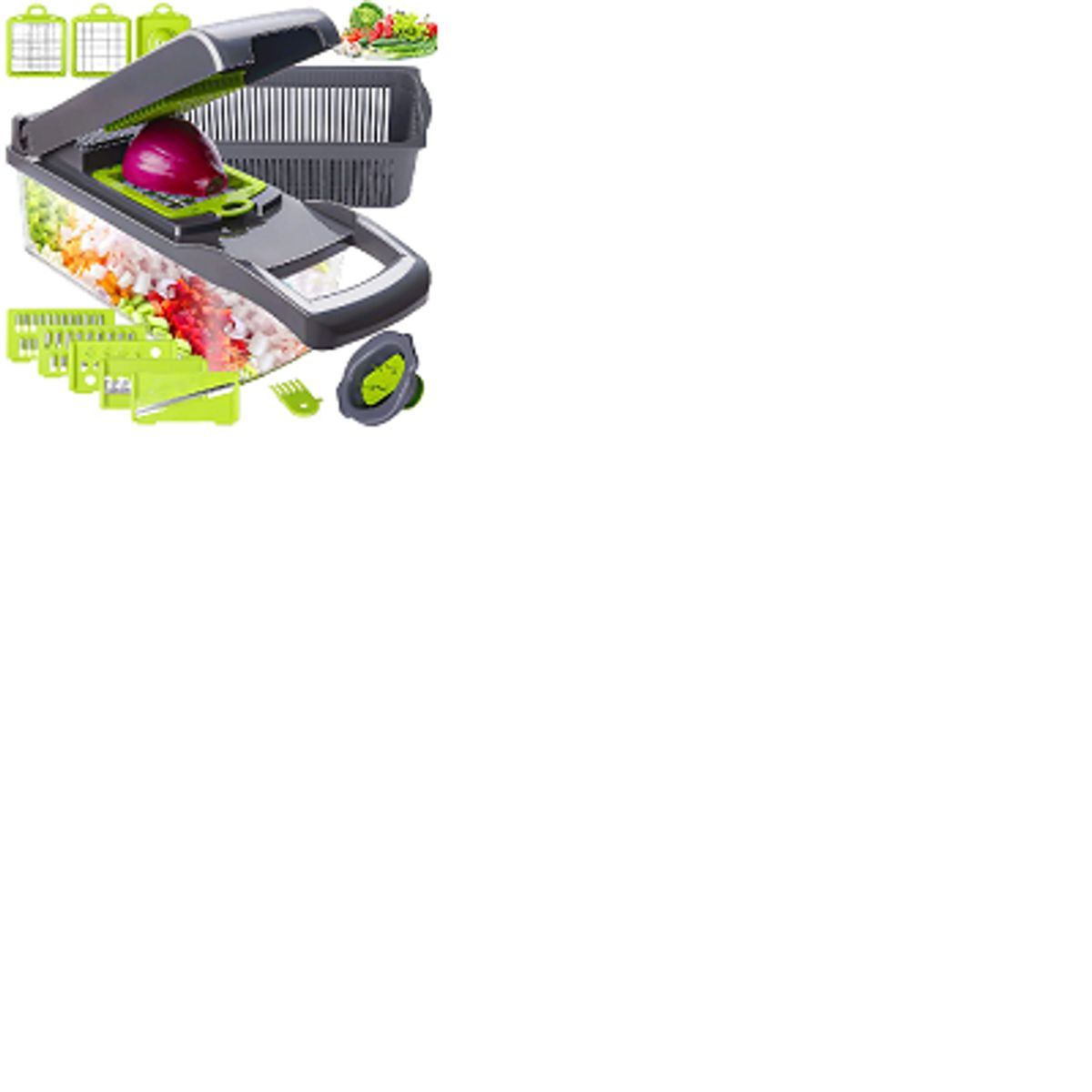 GENERICO - PICADOR DE VERDURAS MULTIFUNCIONAL 14 EN 1 + 2 APLASTADOR AJOS