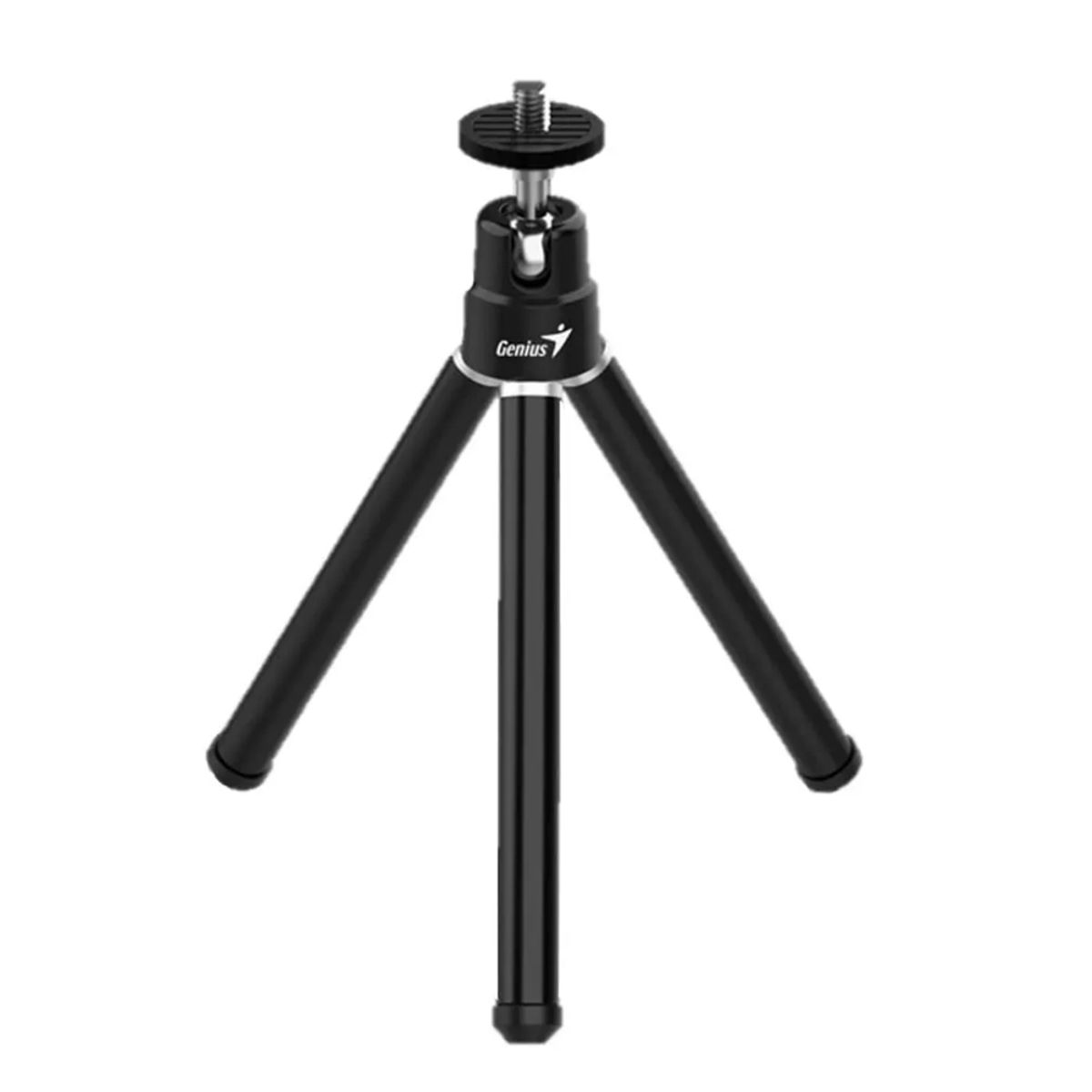 GENIUS - Trípode Genius De 25.1 Cm Para Webcam, Color Negro Y Plata, Ideal Para Video Y Streaming.