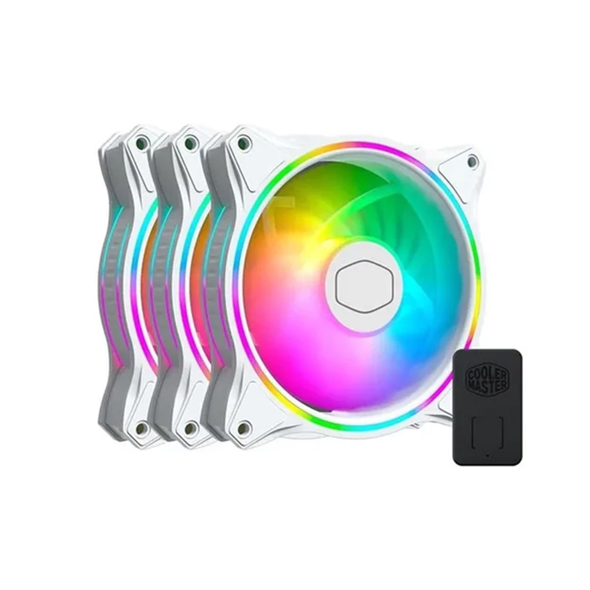 COOLER MASTER - Ventilador 120Mm Cooler Master Mf120 Halo 3 En 1 Con Control Blanco - Rendimiento Silencio