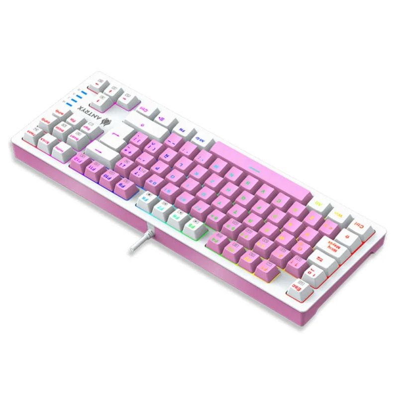 ANTRYX - Teclado Mecánico Gaming Antryx Mk-840 Tkl Rgb Azul Y Rosa Ideal Para Gamers Y Personaliza