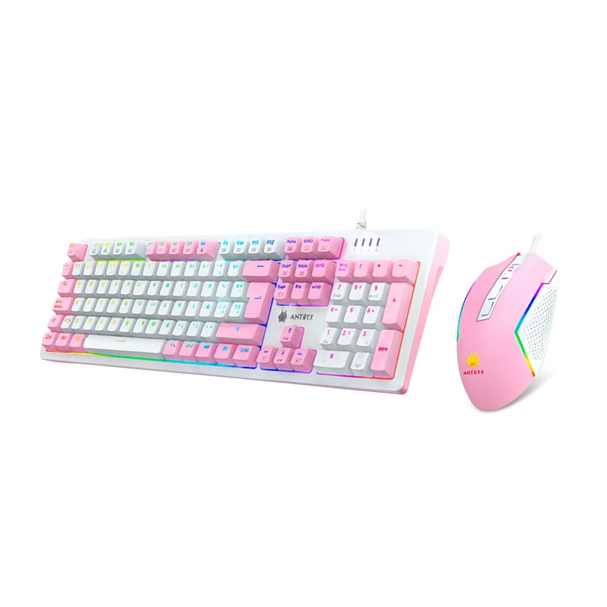 ANTRYX - Teclado Y Mouse Gaming Antryx Gc-5400 Con Retroiluminación Azul Y Rosa, Ideal Para Gamers