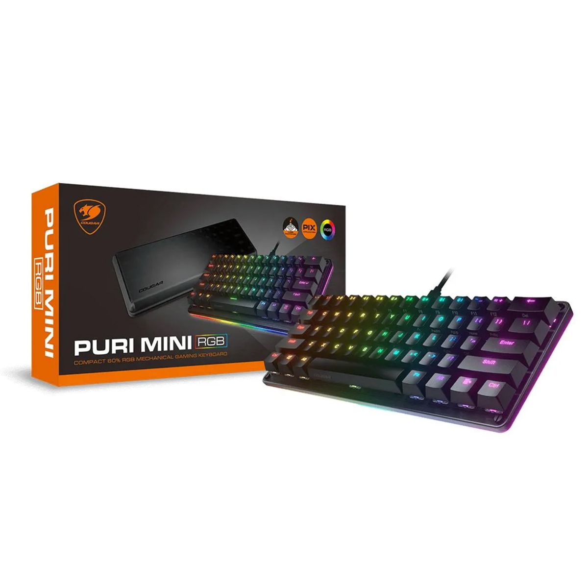 COUGAR - Teclado Gaming Mecánico Cougar Puri Mini Rgb, Compacto Y Retroiluminado Para Gamers