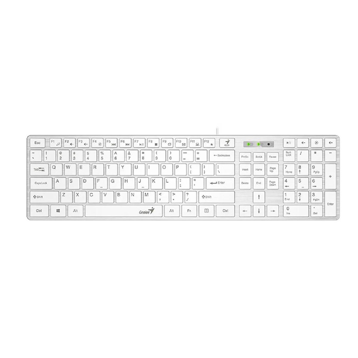GENIUS - Teclado Genius Smart Slimstar 126 Multimedia Usb En Color Blanco - Diseño Compacto Y Funci