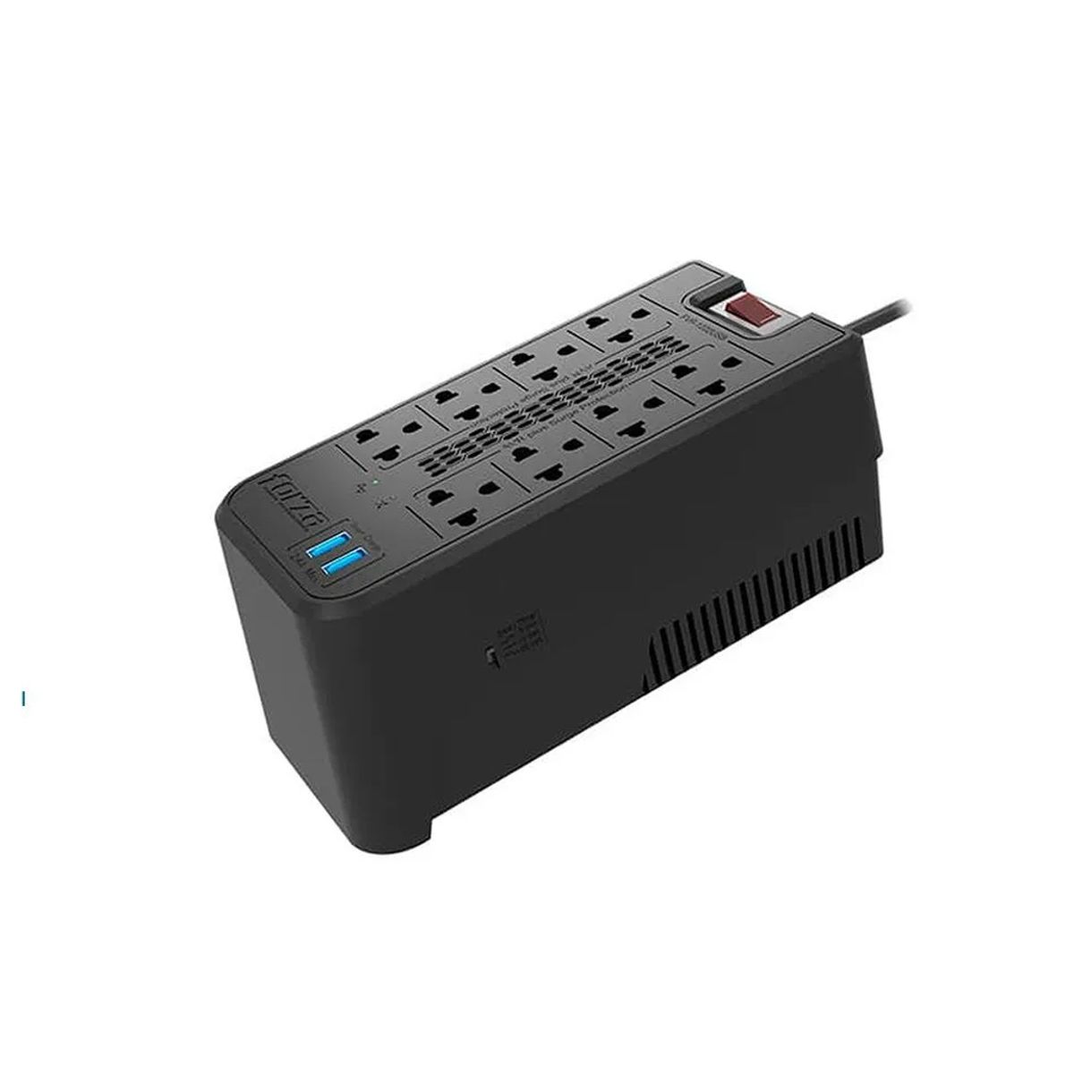 FORZA - Estabilizador Forza Fvr-1222Usb 1200Va, 600W, 8 Tomas Y 2 Puertos Usb - Protección Y Conec