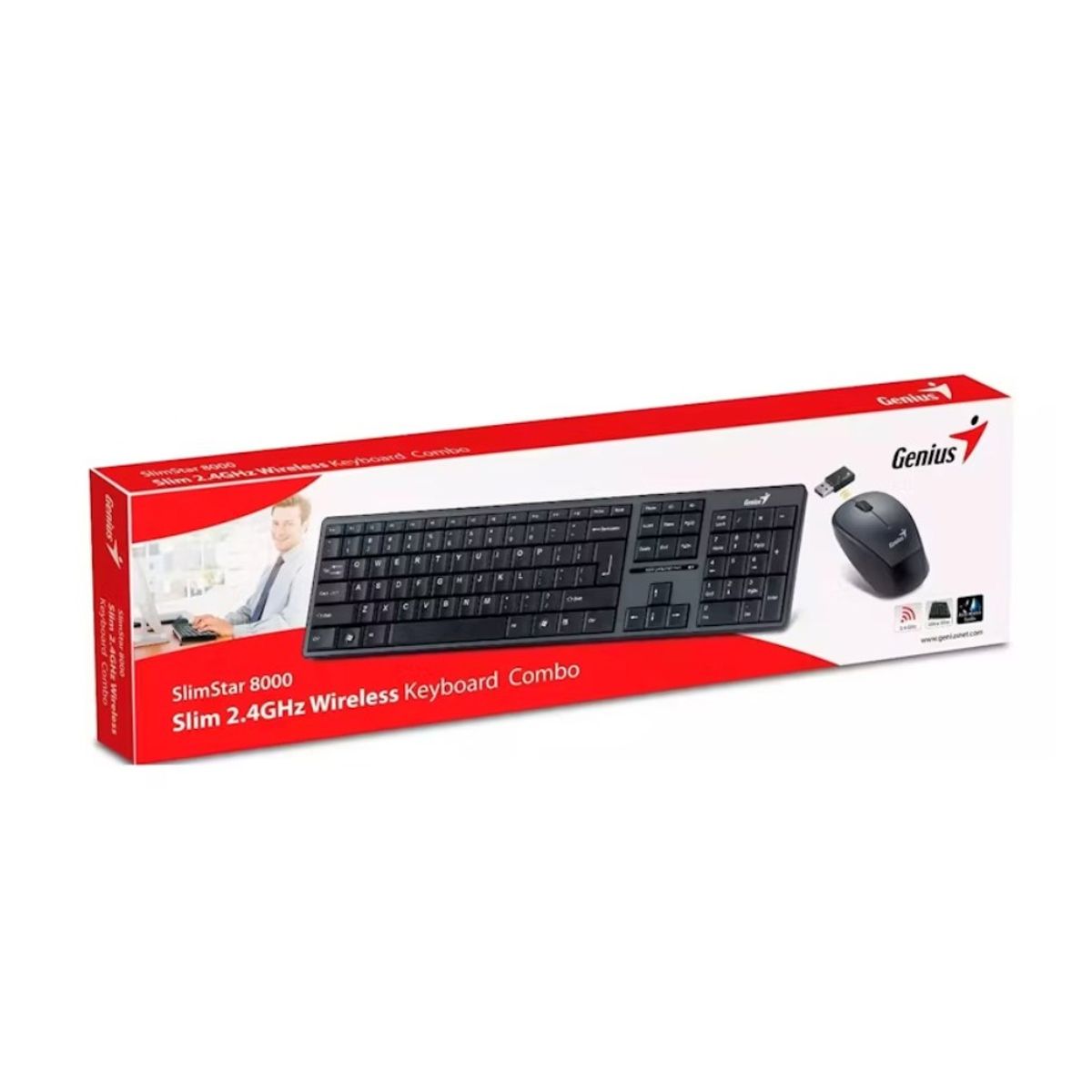 GENIUS - Teclado Genius Slimstar 8230 Y Mouse Inalámbricos Bluetooth Multimedia - Color Negro