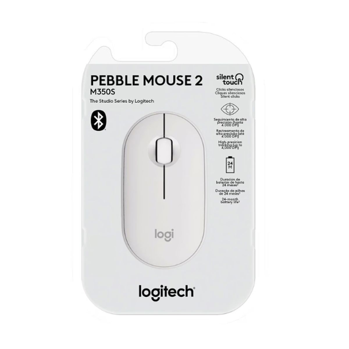 LOGITECH - Mouse Logitech Pebble M350S Bluetooth Wireless Color Blanco - Conectividad Y Estilo Compac