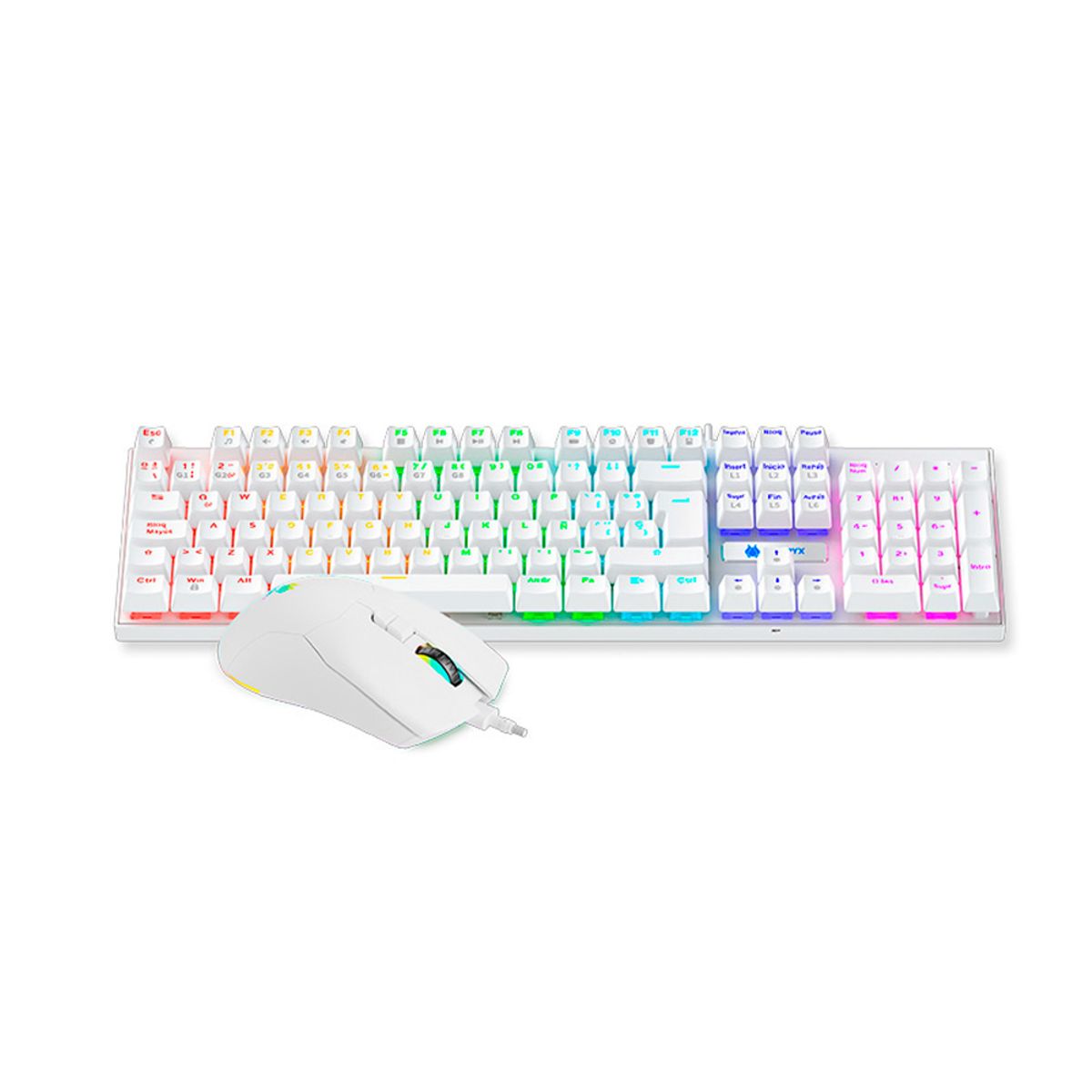 ANTRYX - Teclado Y Mouse Gamer Antryx Gc-3100 Mecánico Rgb Blanco - Switch Azul, Conexión Usb