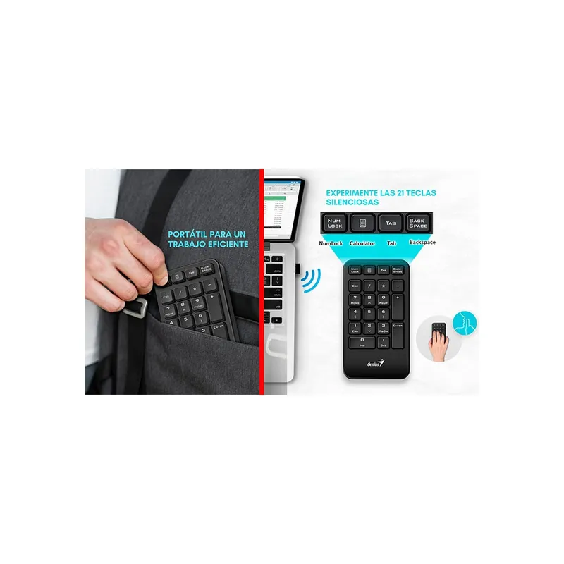 GENIUS - Teclado Numérico Genius Numpad 1000 Inalámbrico Con Tecla Copilot - Color Negro, Usb