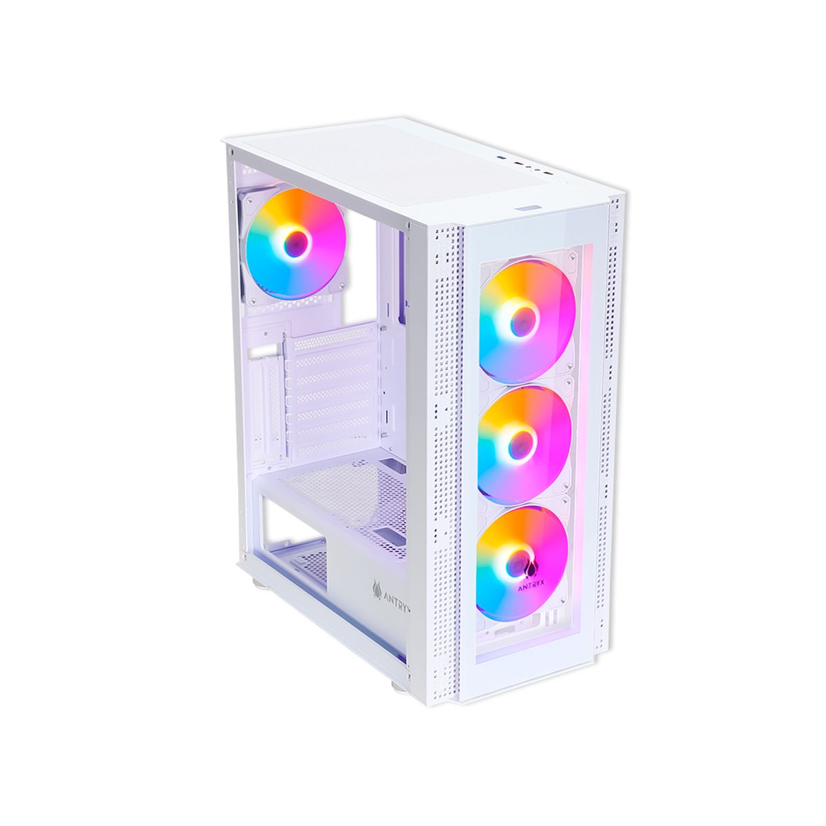 ANTRYX - Caja Mid Tower Antryx Rx-260 Con 4 Ventiladores Argb Blanca, Ideal Para Tu Pc Gamer