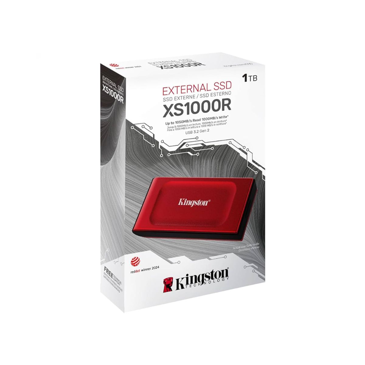 KINGSTON - Unidad Ssd Externa Kingston Xs1000 1Tb - Usb 3.2 Gen 2 Tipo-C, Diseño Rojo Compacto Y Rápi