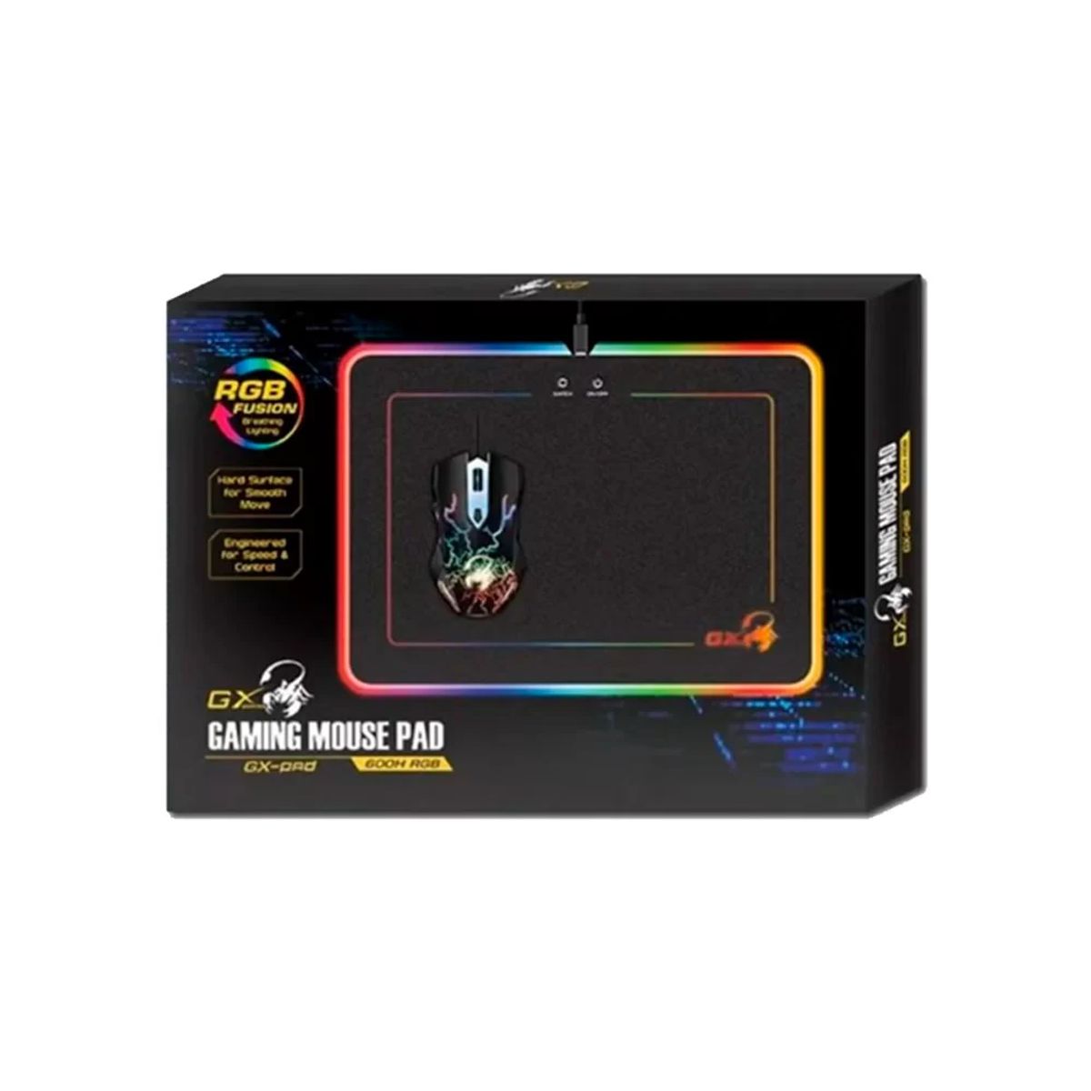 GENIUS - Mouse Pad Rgb Genius Gx-Pad 600H Usb, Color Negro, Superficie Dura Y Gran Comodidad Para G