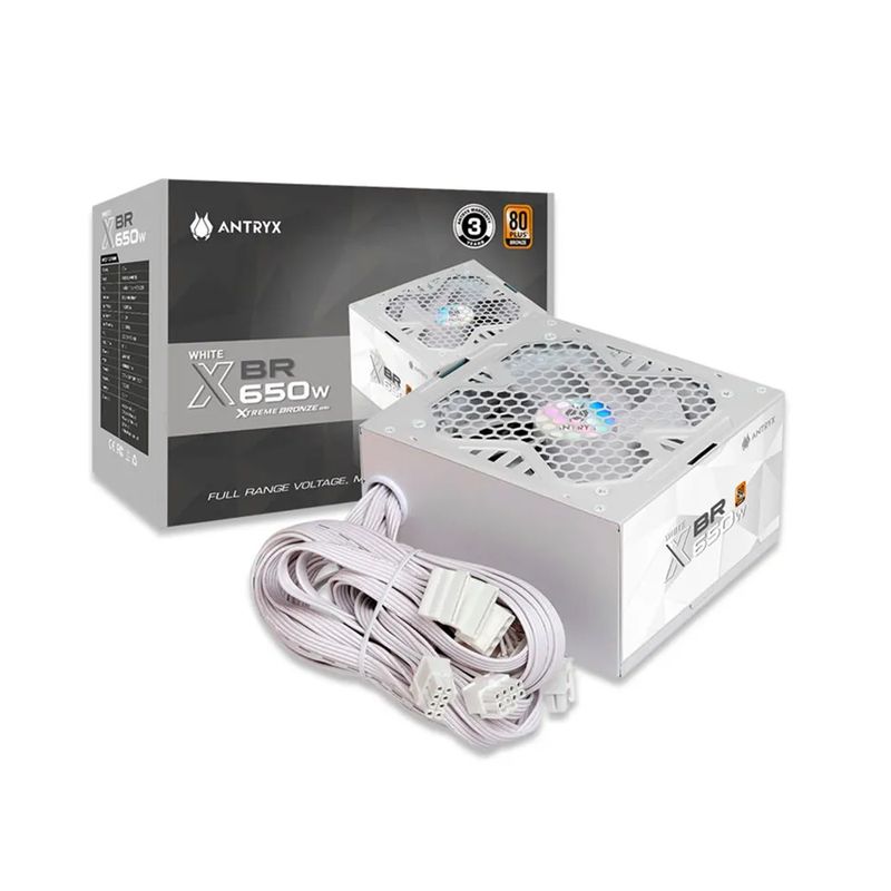 ANTRYX - Fuente De Alimentación Antryx Xbr-650 650W 80 Plus Bronze, Blanca, Eficiente Y Confiable