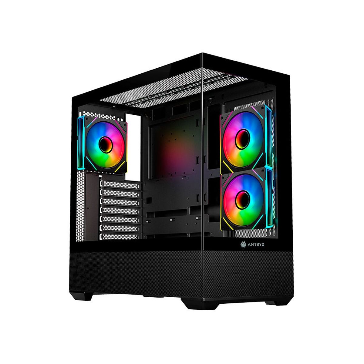 ANTRYX - Gabinete Mid Tower Antryx Fx 740 Argb Negro Con Iluminación Rgb Y Amplio Espacio Para Vent