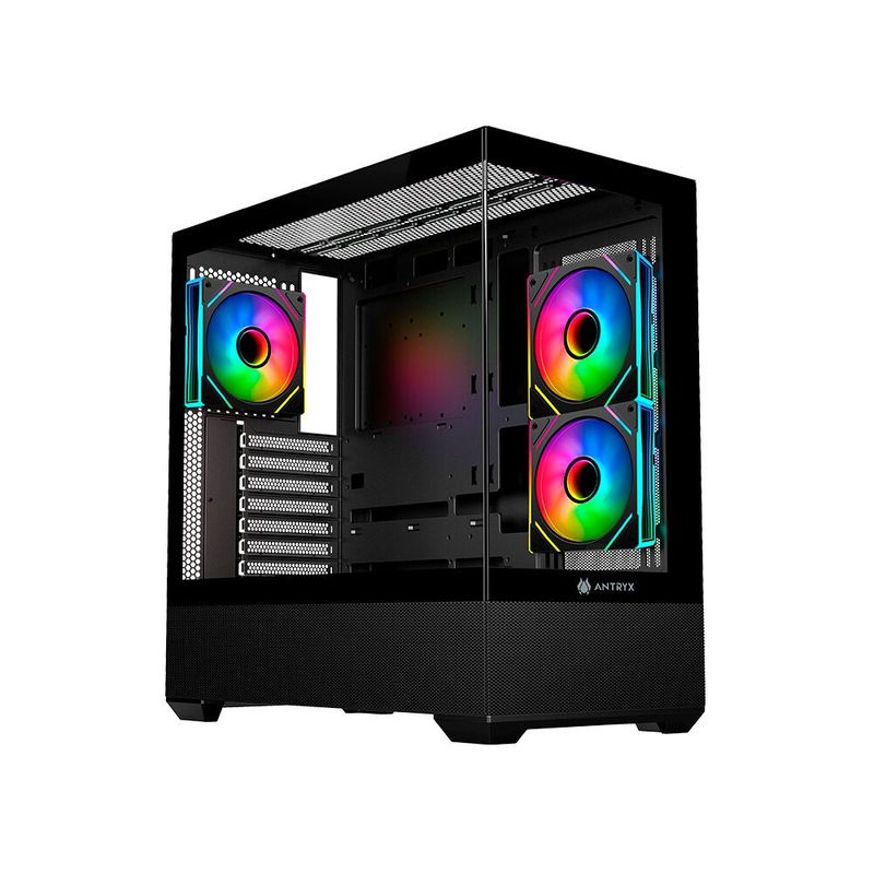 ANTRYX - Gabinete Mid Tower Antryx Fx 740 Argb Negro Con Iluminación Rgb Y Amplio Espacio Para Vent