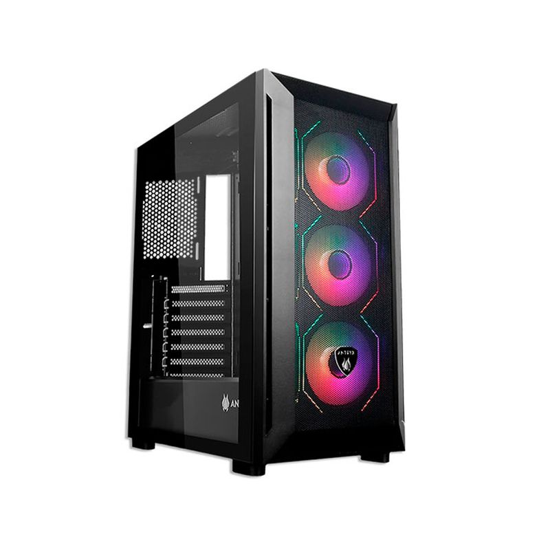 ANTRYX - Caja Mid Tower Antryx Rx 550 Argb Negra Con Iluminación Rgb Y Diseño Optimizado Para Gamin