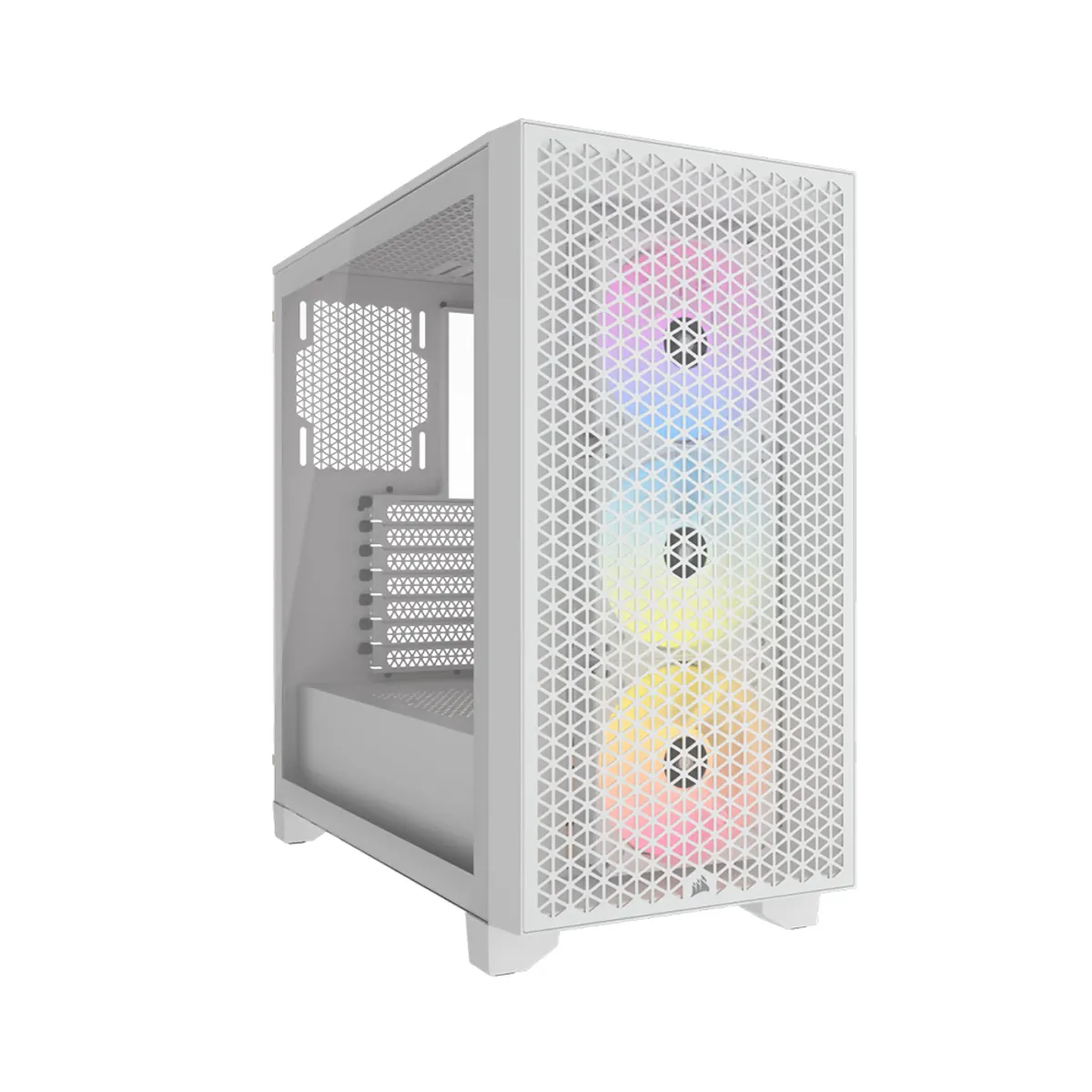 CORSAIR - Caja Mid Tower Corsair 3000D Rgb Airflow Blanca Con Excelente Ventilación Y Diseño Optimiz