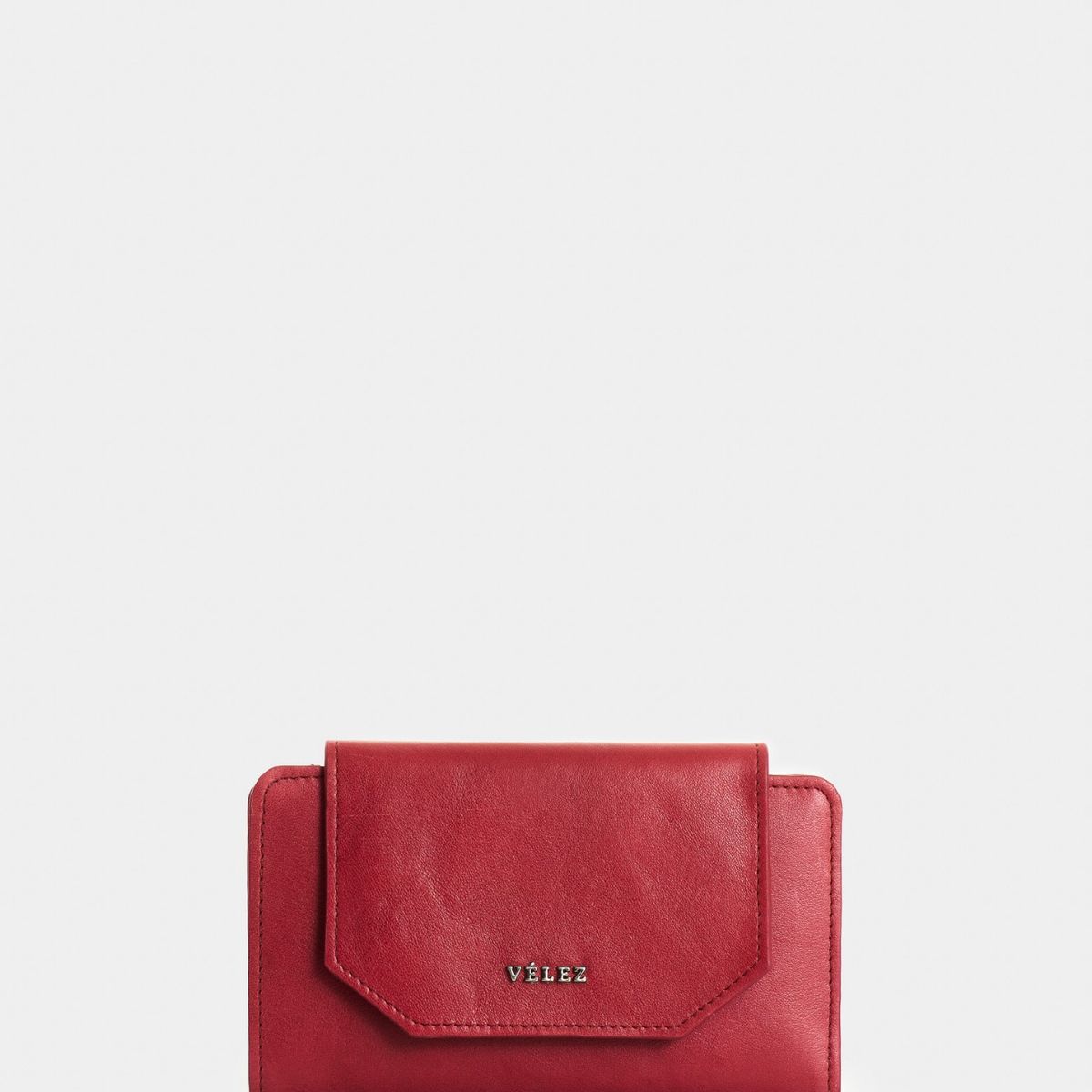 VELEZ - Vélez Billetera Bravo De Cuero Mujer Corte Hexagonal Rojo