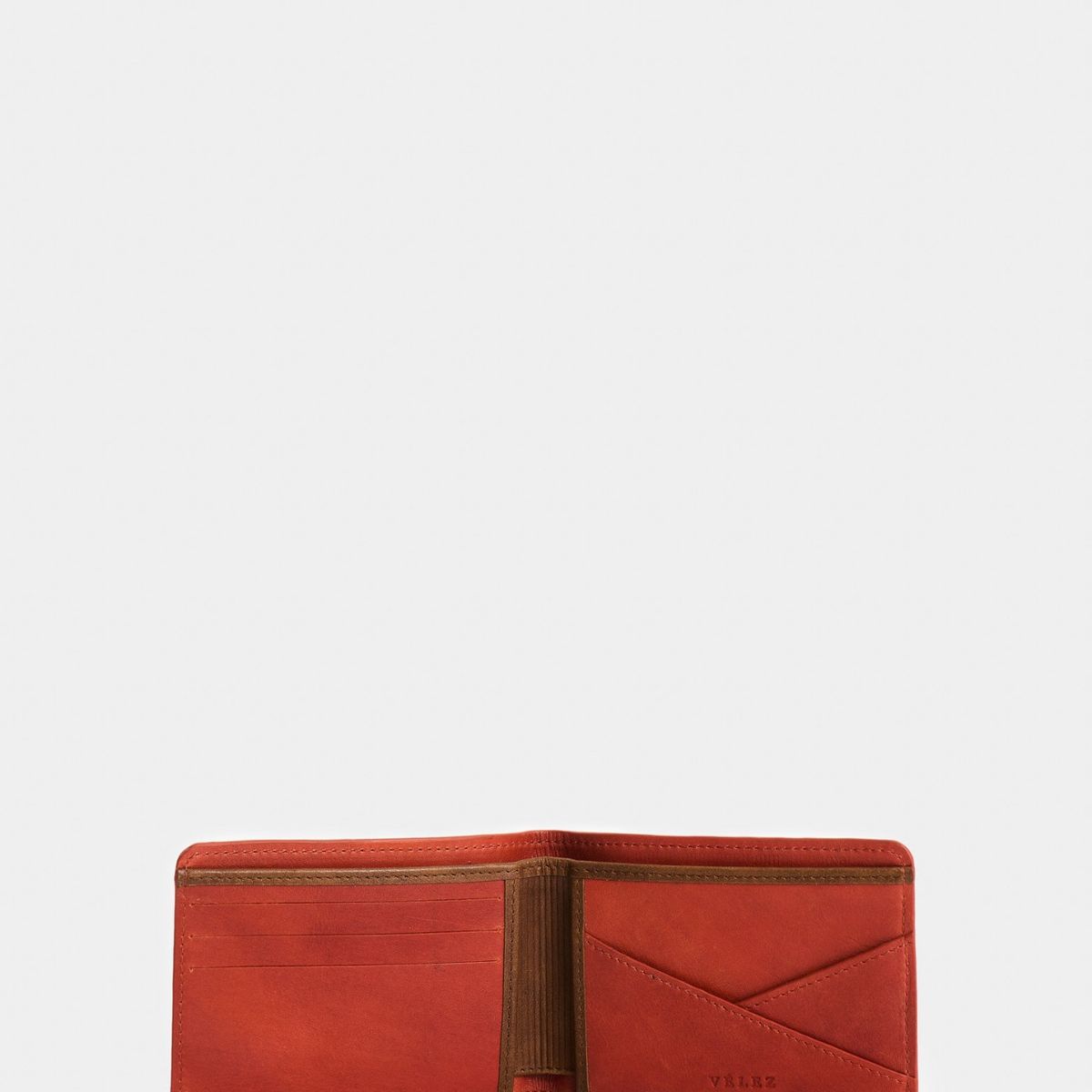 VELEZ - Vélez Billetera Oasis Cuero Hombre Detalle Contraste Naranja