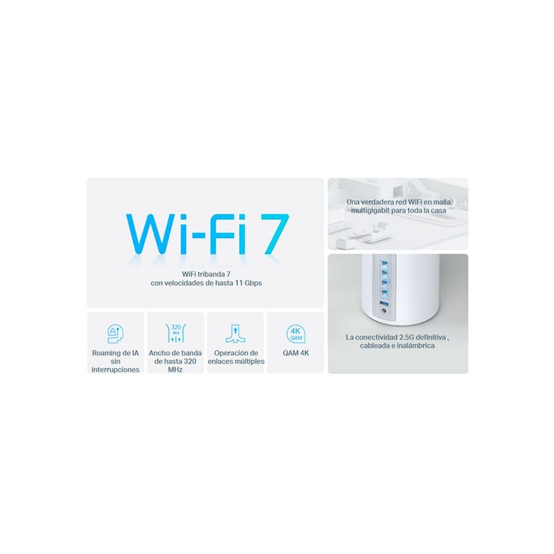 TP LINK - Router Tp-Link Deco Be65 Mesh 11000 Mbps Wifi 7 Doble Pack - Conectividad Avanzada Y Cober