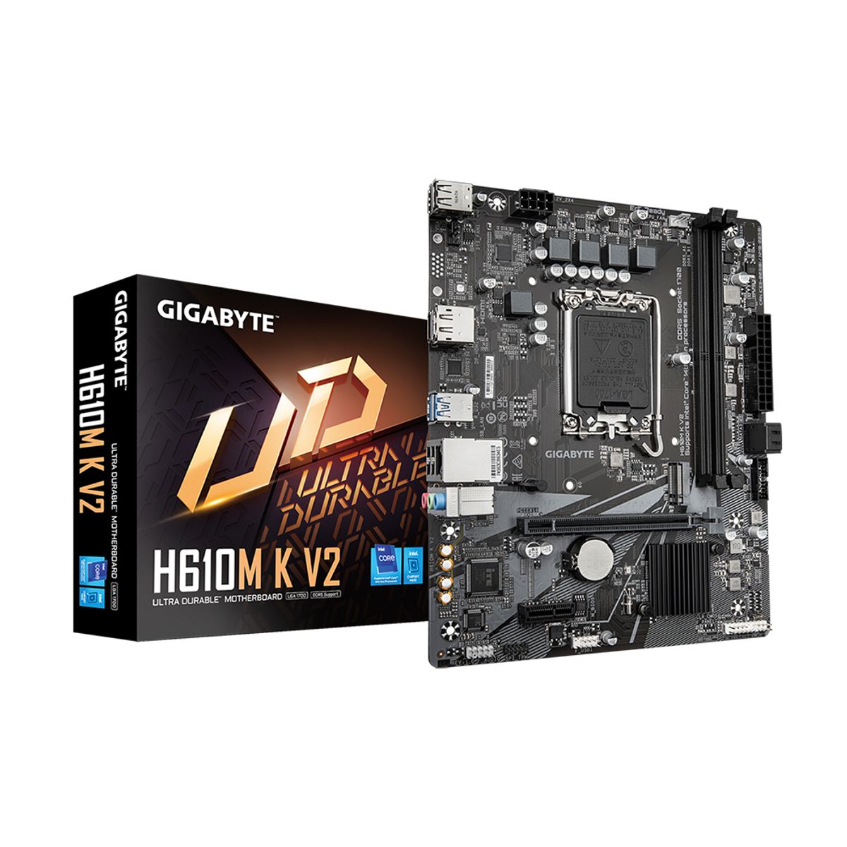 GIGABYTE - Motherboard Gigabyte H610M K V2 - Chipset Intel H610, Lga1700, Micro Atx, Alto Rendimiento