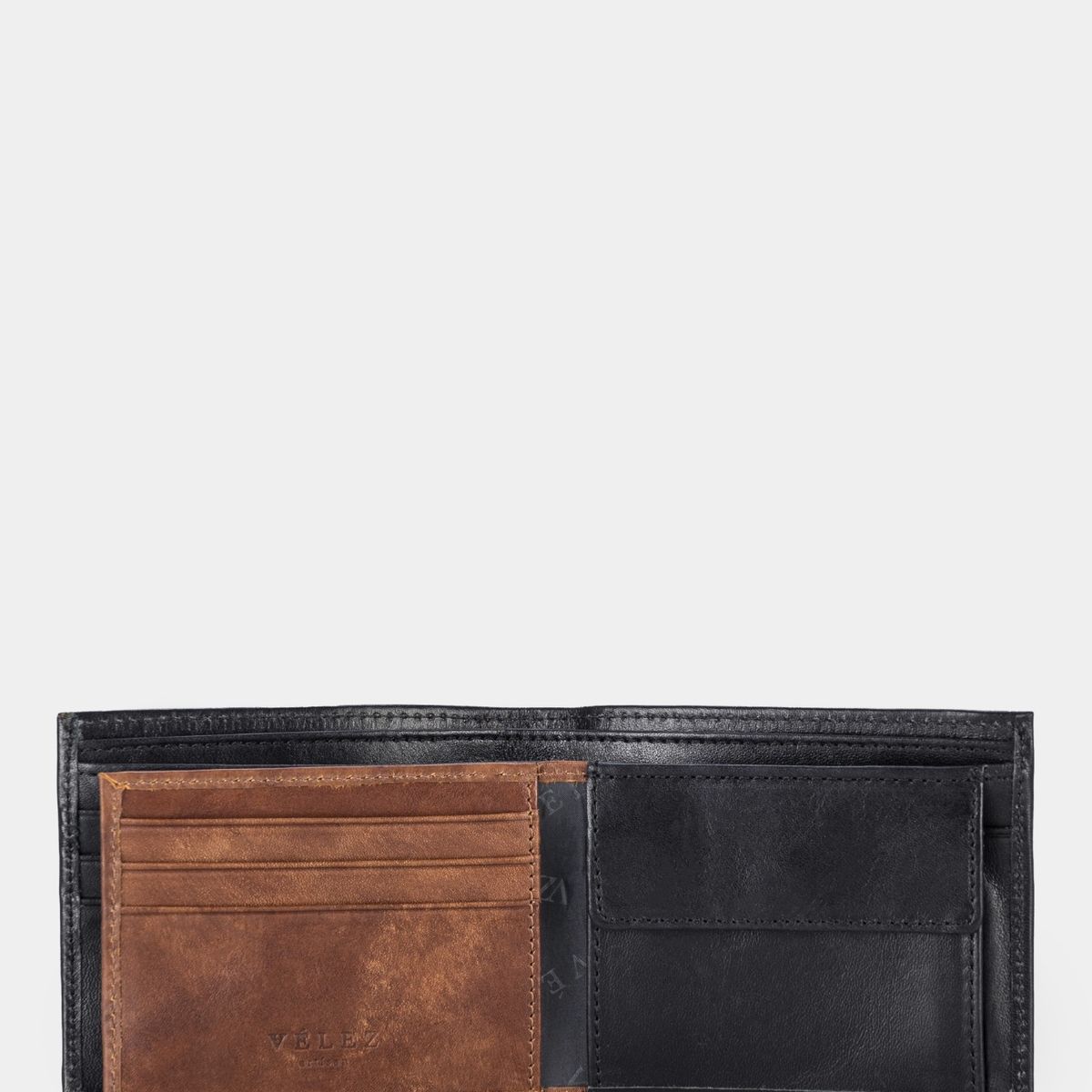 VELEZ - Vélez Billetera Salvaje Cuero Hombre Monedero Interno Negro