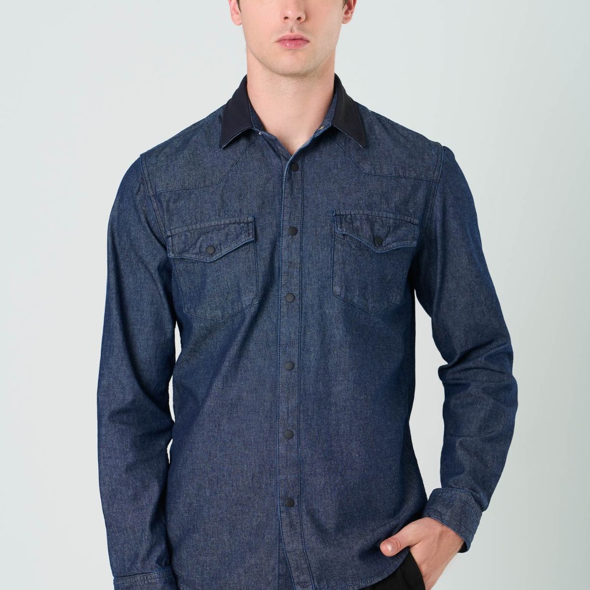 VELEZ - Vélez Camisa Alcor Manga Larga De Algodón Hombre Azul Oscuro