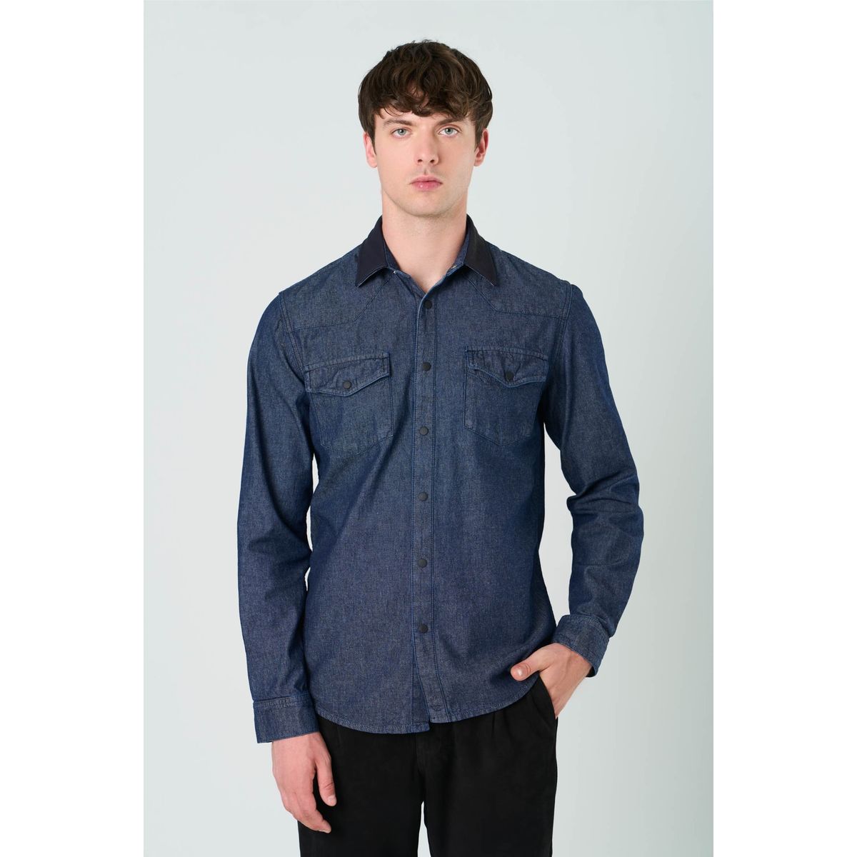 VELEZ - Vélez Camisa Alcor Manga Larga De Algodón Hombre Azul Oscuro