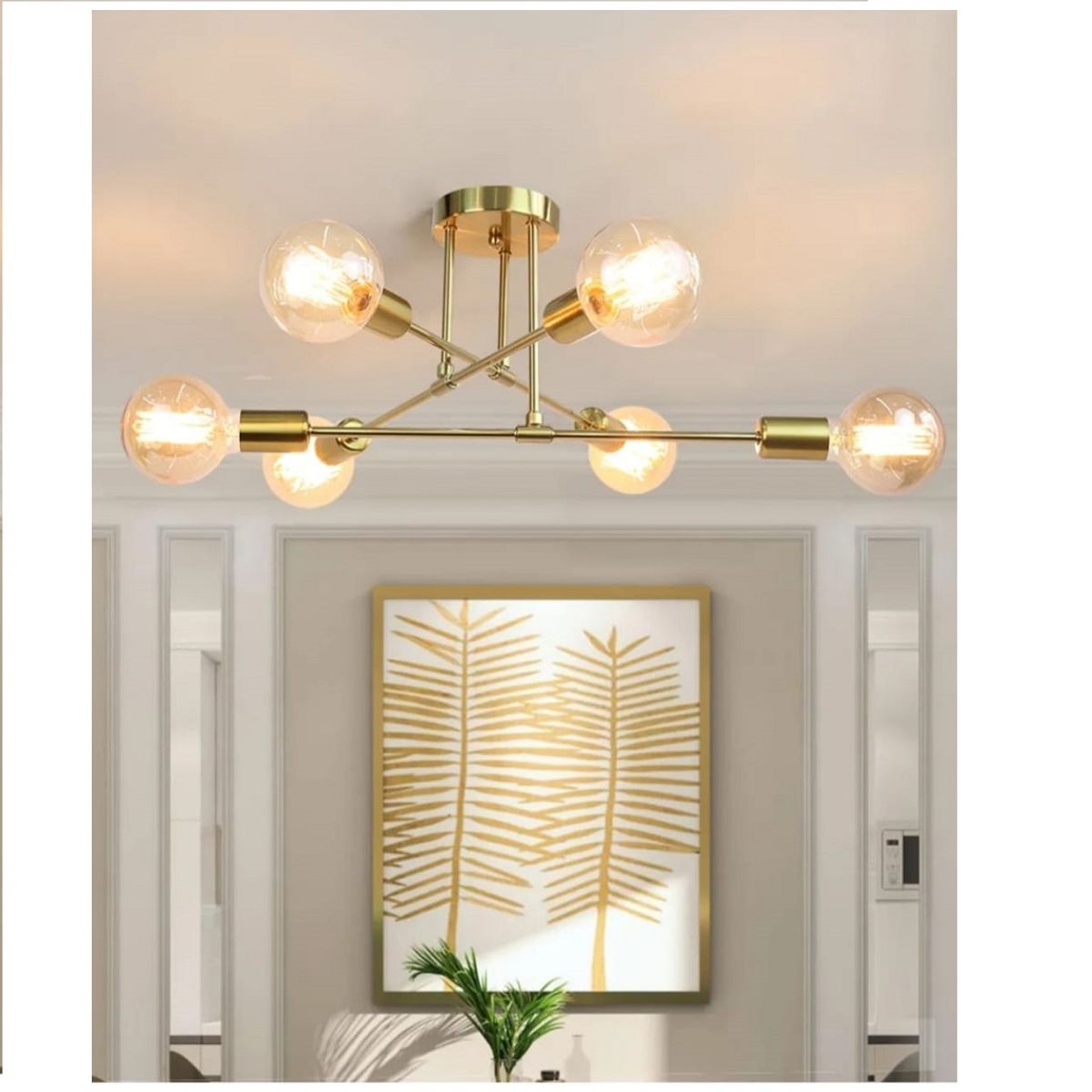 CEMLIGHTING - Lámpara de techo getafe dorado 6 sockets y kit de limpieza