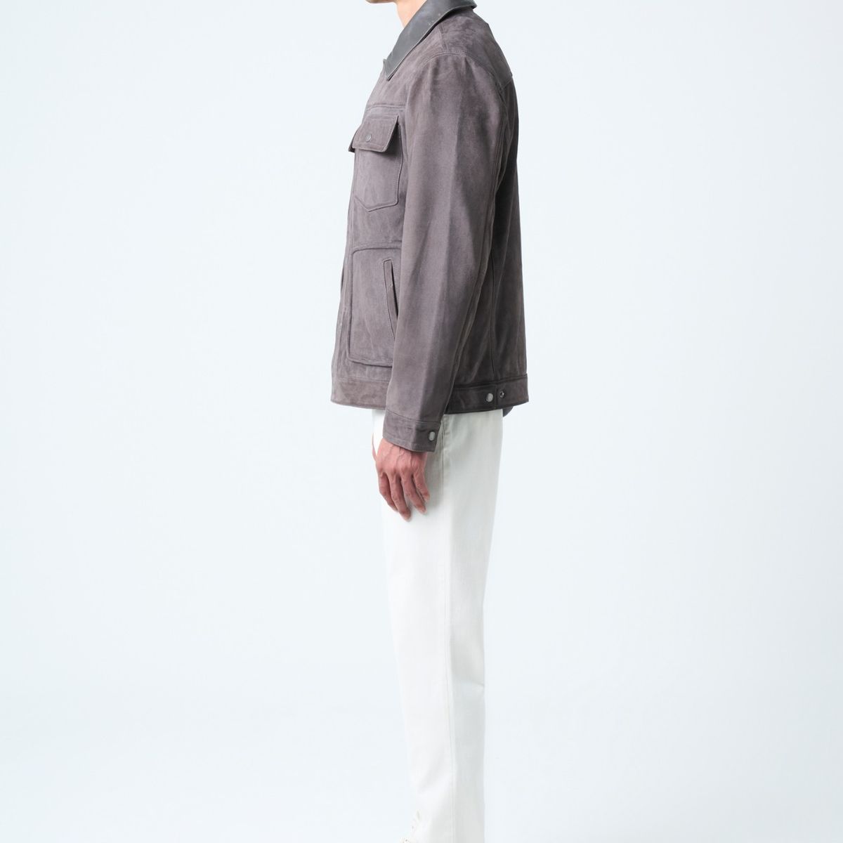 VELEZ - Vélez Chaqueta Aron Gamuza Hombre Detalle Cuero Gris Pistola