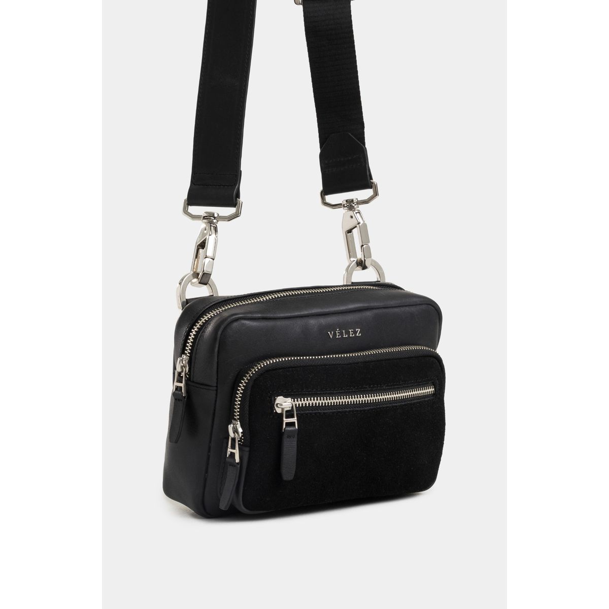 VELEZ - Vélez Morral Bright De Cuero Hombre Detalle Gamuzado Negro