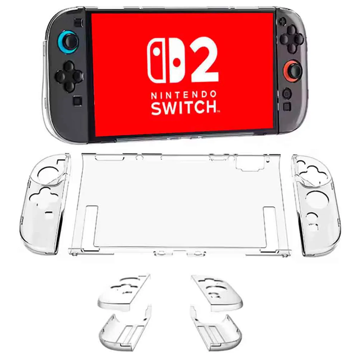 VARIOS - Case para Nintendo Switch 2 Transparente 5 Piezas Rígido